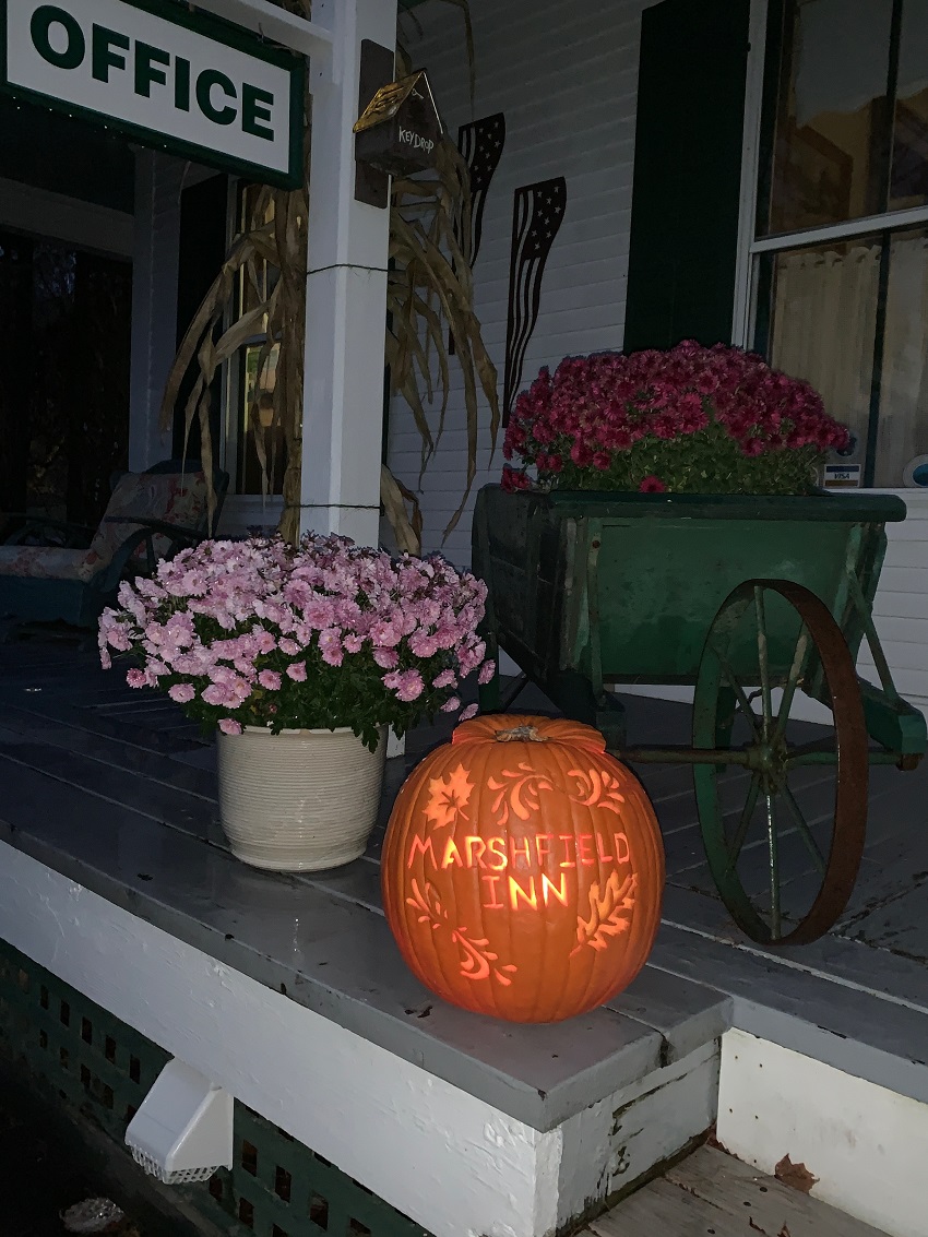 Marshfield Inn Written on a Pumpkin